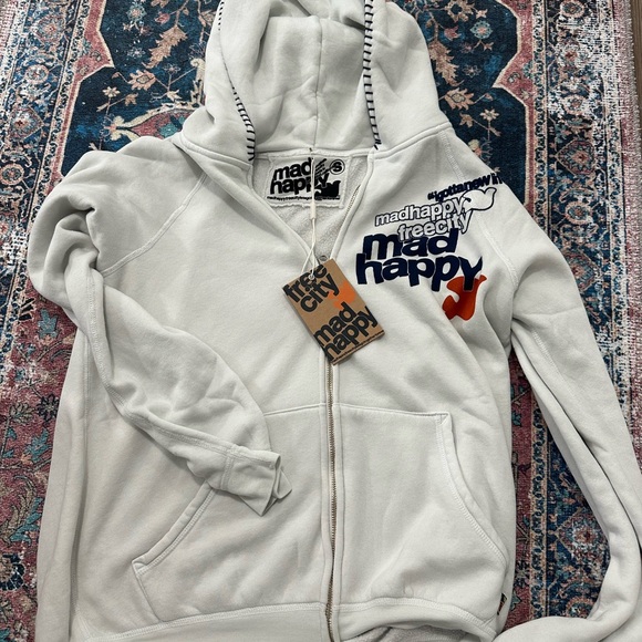 Madhappy FREE CITY Lets Go Zip Hoodie Small S New Tags Laundry White - Picture 1 of 5